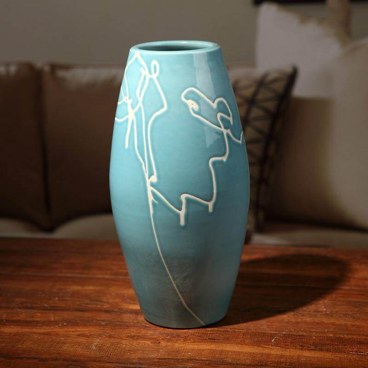 Lisslune | Creative Design Modern White Cream Blue Ceramic Vase