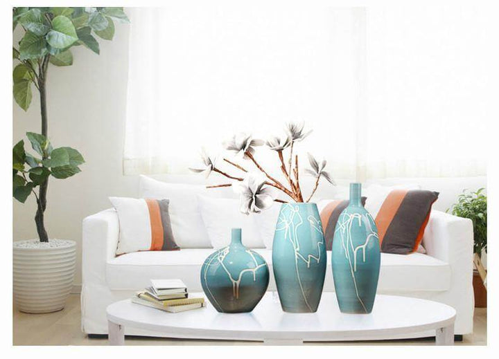 Lisslune | Creative Design Modern White Cream Blue Ceramic Vase