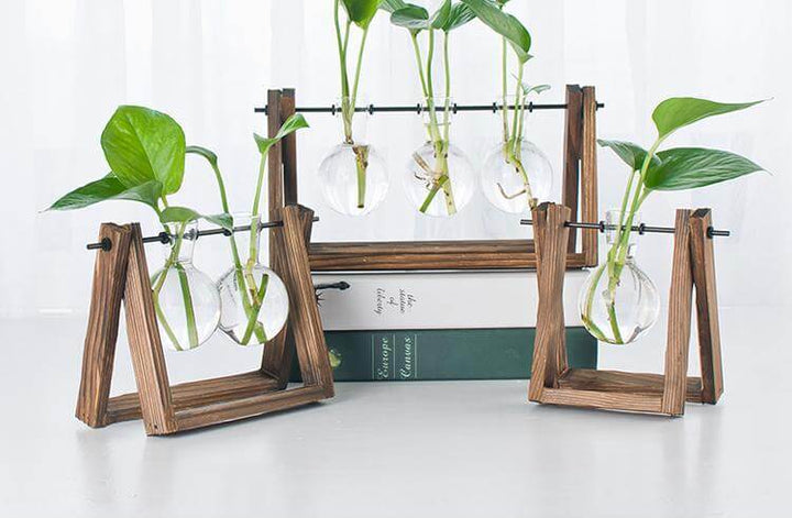 Lisslune | Decorative  Wooden Vase With Wooden Tray
