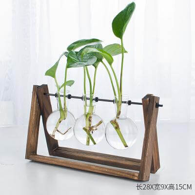Lisslune | Decorative  Wooden Vase With Wooden Tray
