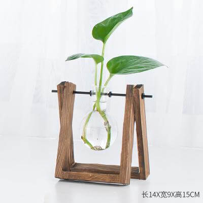 Lisslune | Decorative  Wooden Vase With Wooden Tray