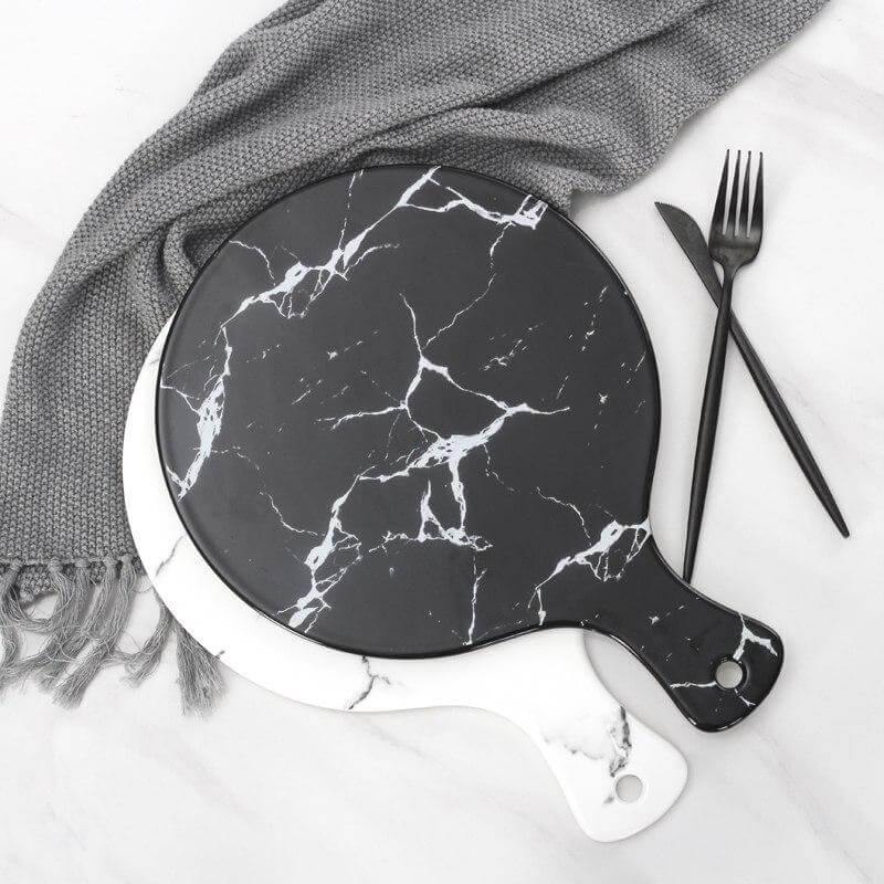 Lisslune | Luxury Ceramic Creative Marble Stripe Large Pizza Plate