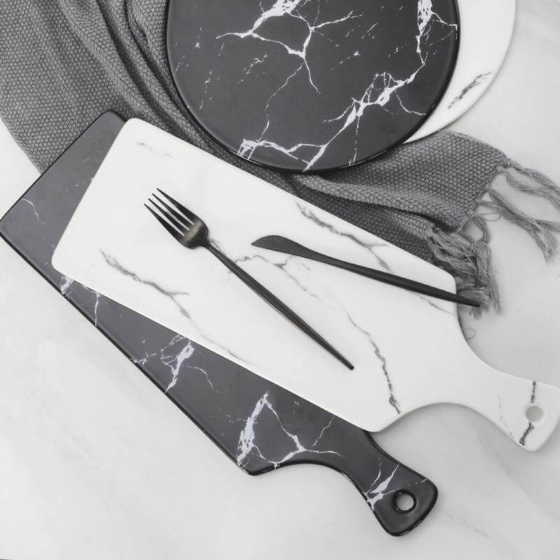 Lisslune | Luxury Ceramic Creative Marble Stripe Large Pizza Plate