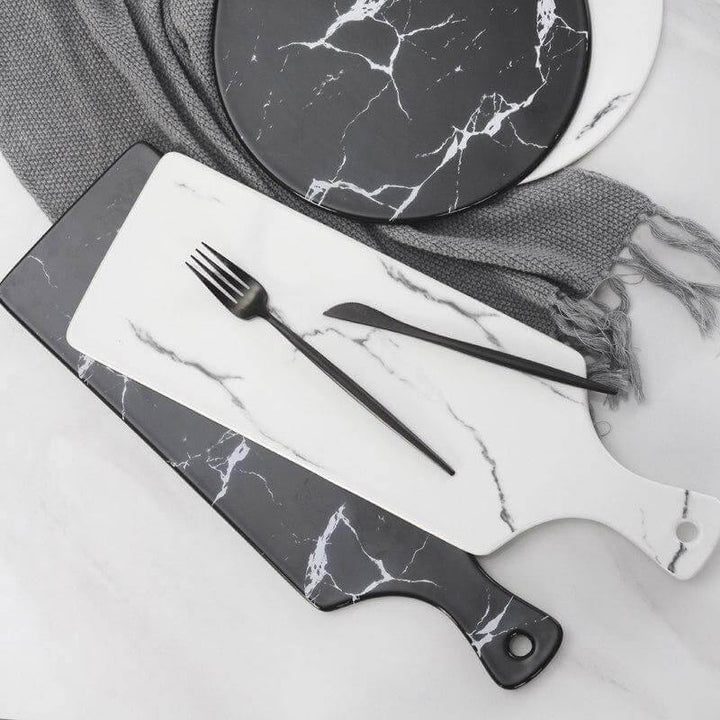 Lisslune | Luxury Ceramic Creative Marble Stripe Large Pizza Plate