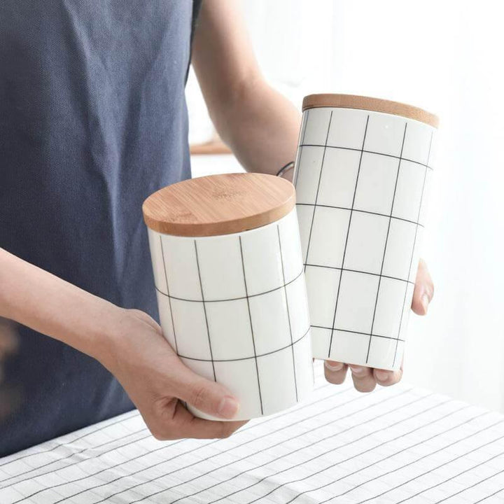 Lisslune | Ceramic Bamboo Cover Kitchen Food Container