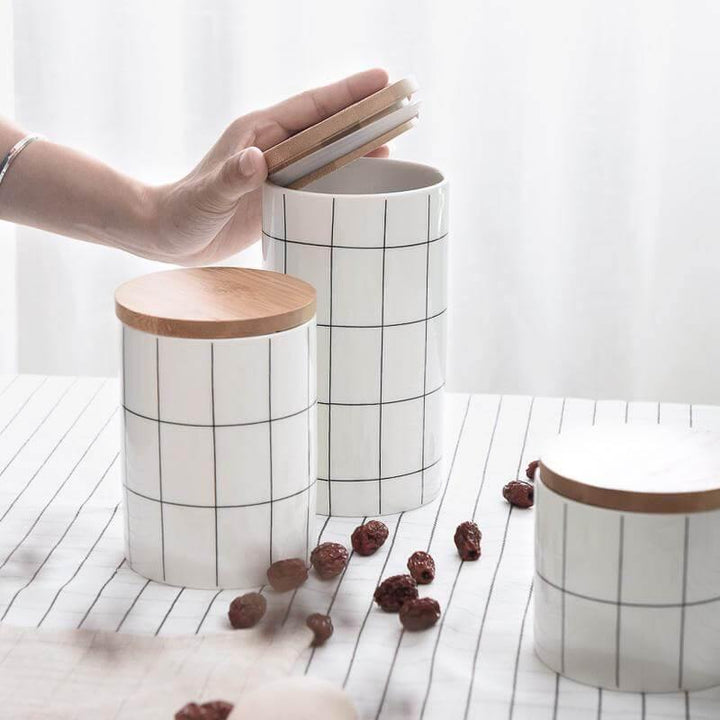 Lisslune | Ceramic Bamboo Cover Kitchen Food Container