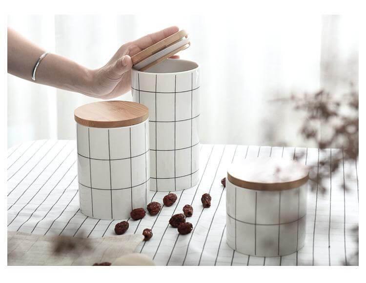 Lisslune | Ceramic Bamboo Cover Kitchen Food Container