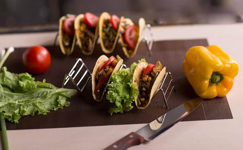 Lisslune | 2pcs Metal Taco Holder Stand with Non-Slip Mat