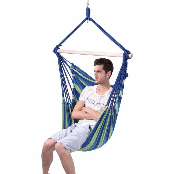 Lisslune | GardenSwing | Garden Hammock Patio Veranda Hanging Cotton Rope Swing Chair | Delightfully swinging in the garden