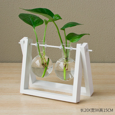 Lisslune | Decorative  Wooden Vase With Wooden Tray
