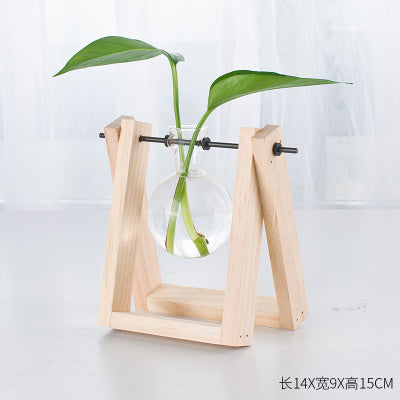 Lisslune | Decorative  Wooden Vase With Wooden Tray