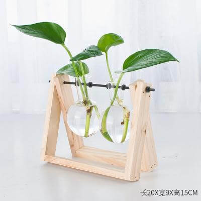 Lisslune | Decorative  Wooden Vase With Wooden Tray