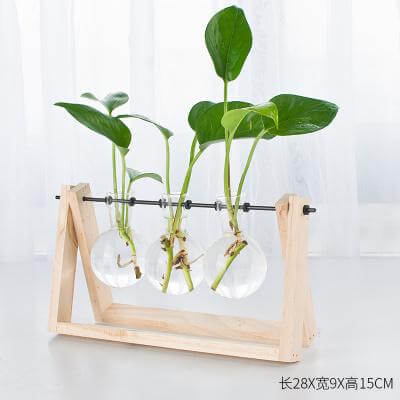 Lisslune | Decorative  Wooden Vase With Wooden Tray
