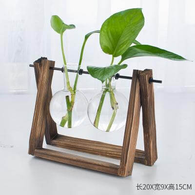 Lisslune | Decorative  Wooden Vase With Wooden Tray