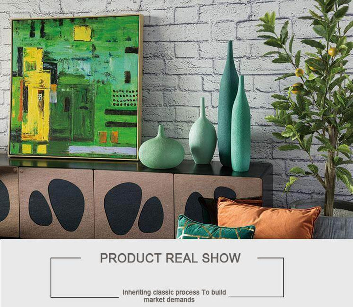 Lisslune | Interior Green Resin Flower Stone Vase for Home Decoration