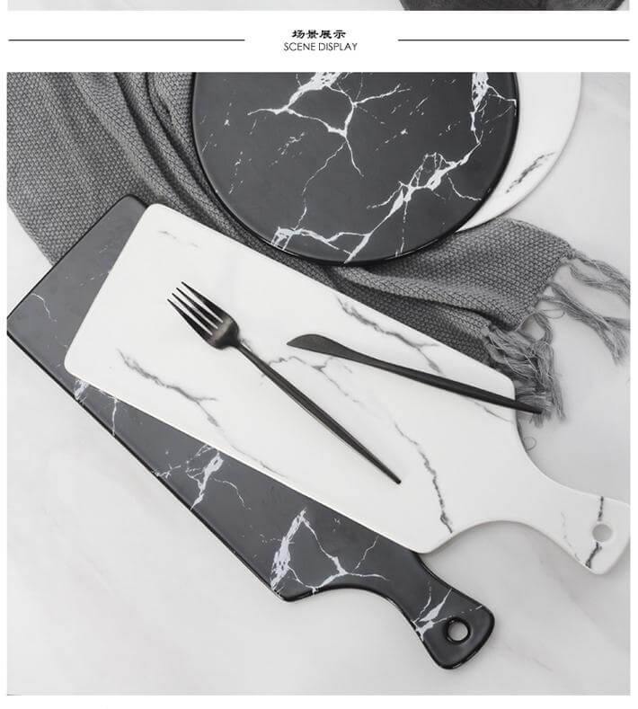 Lisslune | Luxury Ceramic Creative Marble Stripe Large Pizza Plate