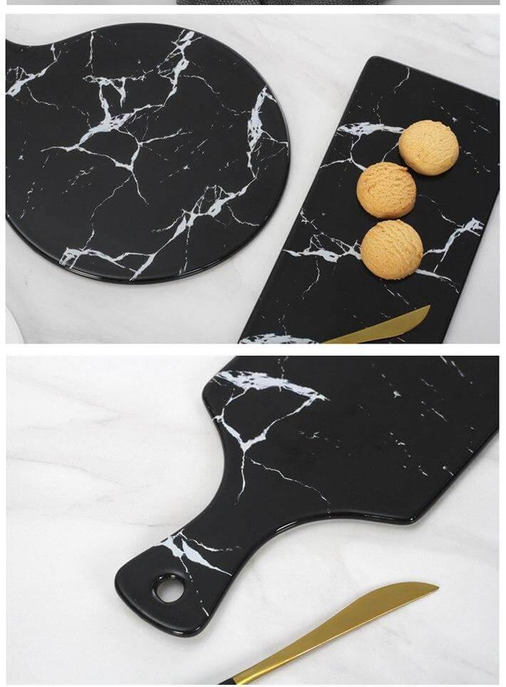 Lisslune | Luxury Ceramic Creative Marble Stripe Large Pizza Plate