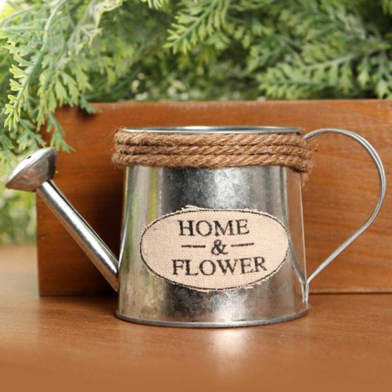 Lisslune | Vintage Mini Kettle Flowers Iron Bucket Vase