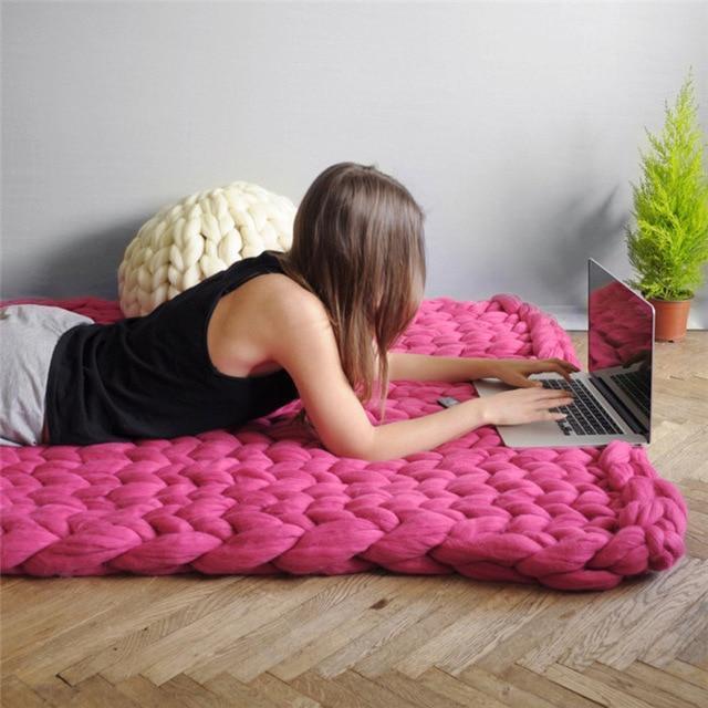 Lisslune | Handmade Chunky Knit Blanket Comfy & Warm -  80 x100 cm