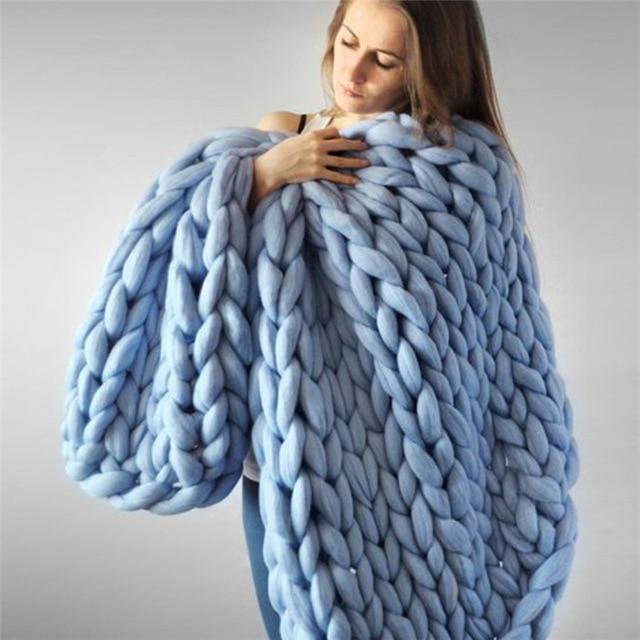 Lisslune | Handmade Chunky Knit Blanket Comfy & Warm -  80 x100 cm