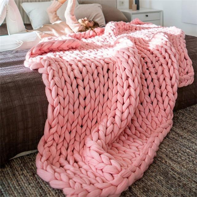 Lisslune | Handmade Chunky Knit Blanket Comfy & Warm -  80 x100 cm
