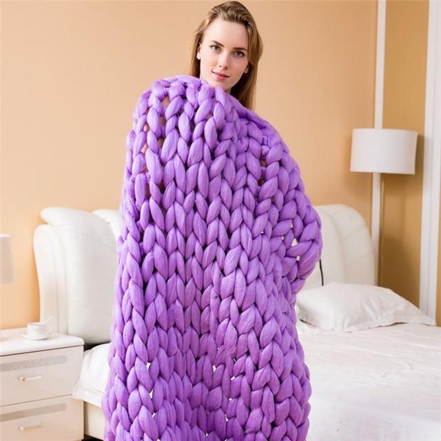 Lisslune | Handmade Chunky Knit Blanket Comfy & Warm -  80 x100 cm