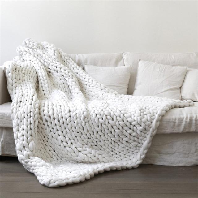Lisslune | Handmade Chunky Knit Blanket Comfy & Warm -  80 x100 cm