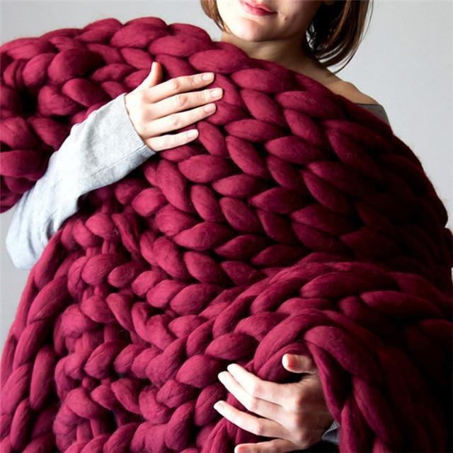 Lisslune | Handmade Chunky Knit Blanket Comfy & Warm -  80 x100 cm