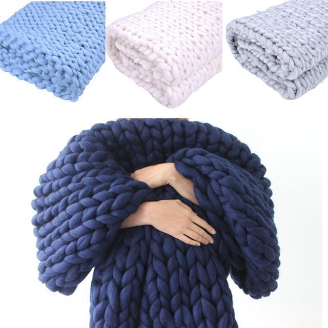 Lisslune | Handmade Chunky Knit Blanket Comfy & Warm -  80 x100 cm