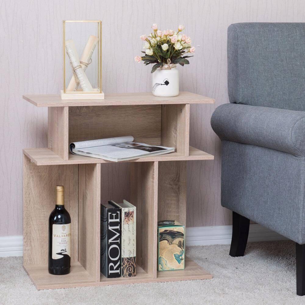 Lisslune | Modern Wood Side Sofa Table with Storage