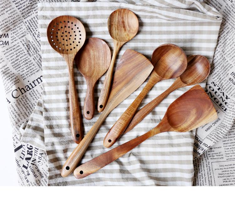 Lisslune | 7-piece teak wood cutlery set