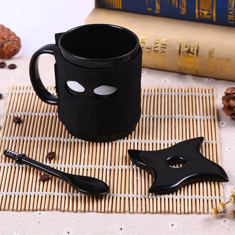 Lisslune | Creative Ninja Ceramic Mug with Mask Sword and Spoon