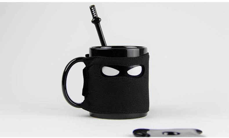 Lisslune | Creative Ninja Ceramic Mug with Mask Sword and Spoon