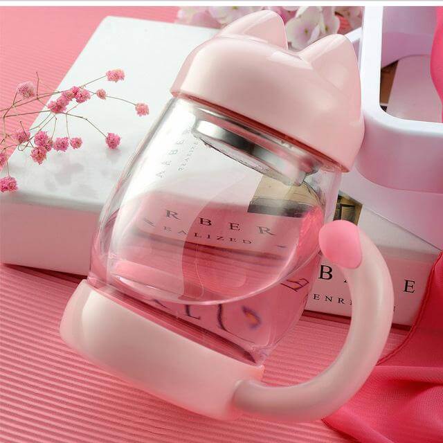 Lisslune | Cute Cat Glass Mug With  Tea Filter