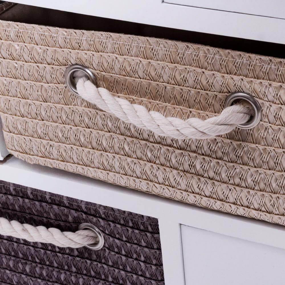 Lisslune | Wooden 4 Drawer 4 Woven Basket Storage Cabinet