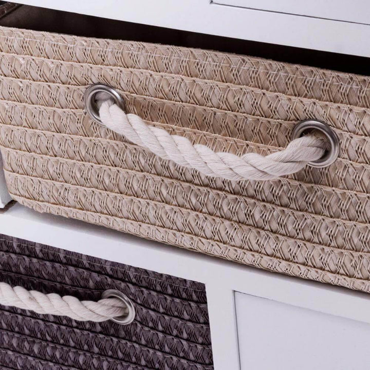 Lisslune | Wooden 4 Drawer 4 Woven Basket Storage Cabinet