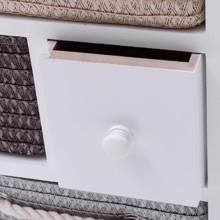 Lisslune | Wooden 4 Drawer 4 Woven Basket Storage Cabinet