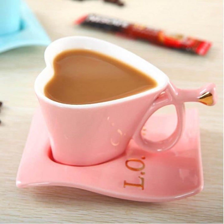 Lisslune | Heart Shaped Cute Ceramic Coffee Mug