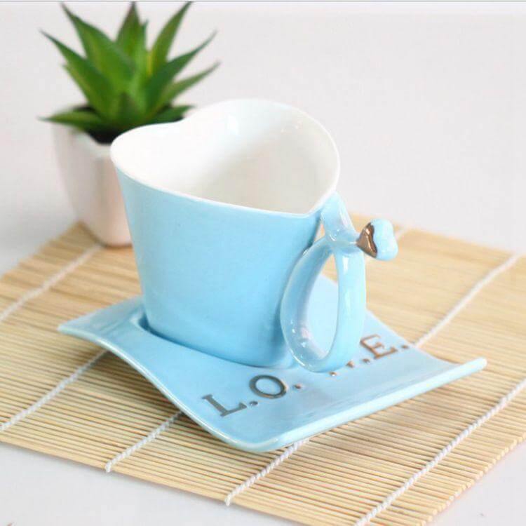 Lisslune | Heart Shaped Cute Ceramic Coffee Mug