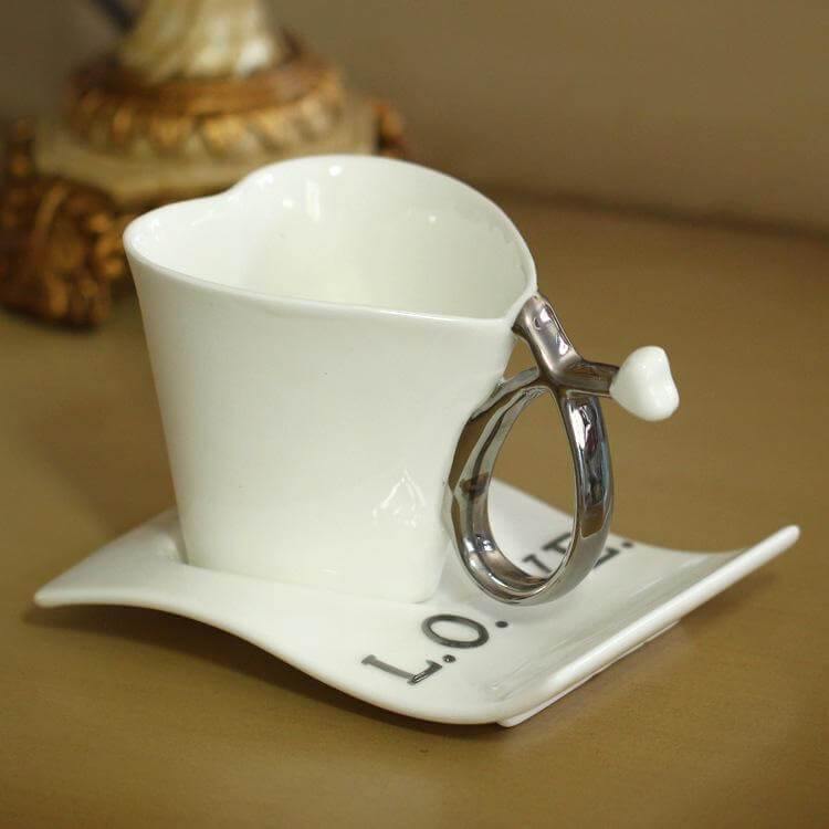 Lisslune | Heart Shaped Cute Ceramic Coffee Mug