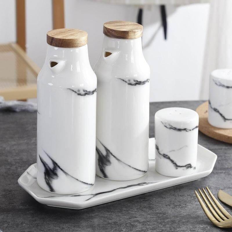 Lisslune | Ceramic Salt And Pepper Oil Bottle Set