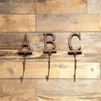 Lisslune | 3CS Iron Wooden Alphabet Hanging Hooks