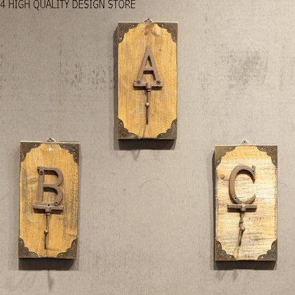 Lisslune | 3CS Iron Wooden Alphabet Hanging Hooks