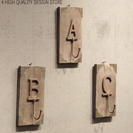 Lisslune | 3CS Iron Wooden Alphabet Hanging Hooks