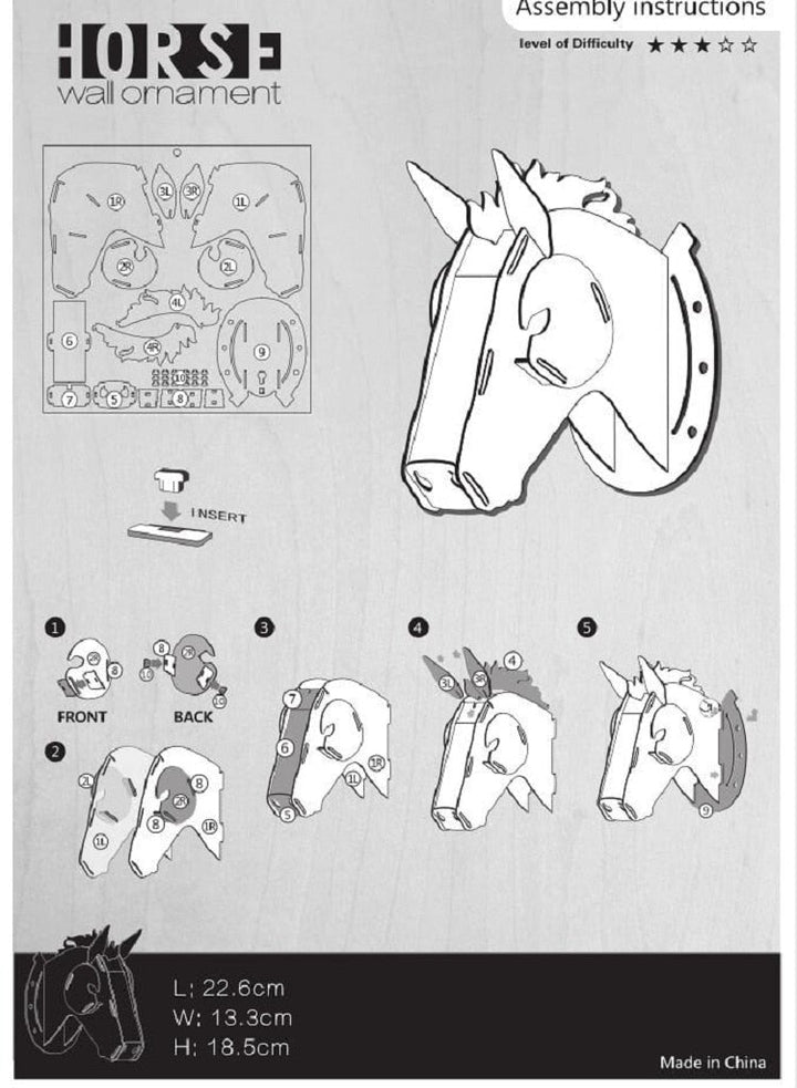 Lisslune | 3D Wooden Craft Horse Hanging Wall Decor