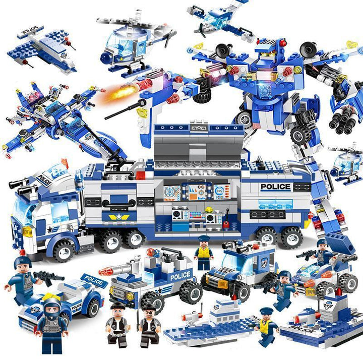 Lisslune | 8 IN 1 Robot Aircraft Car City Police SWAT Building Block