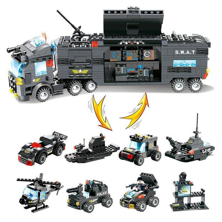 Lisslune | 8 IN 1 Robot Aircraft Car City Police SWAT Building Block