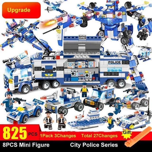 Lisslune | 8 IN 1 Robot Aircraft Car City Police SWAT Building Block