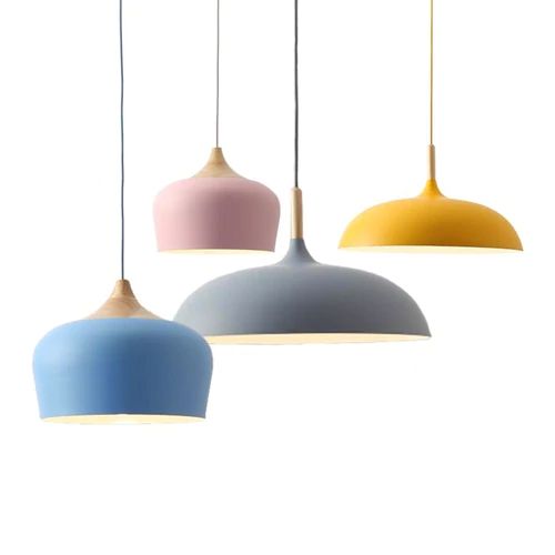 Lisslune | Pendant lights made of metal and wood in delicate pastel shades