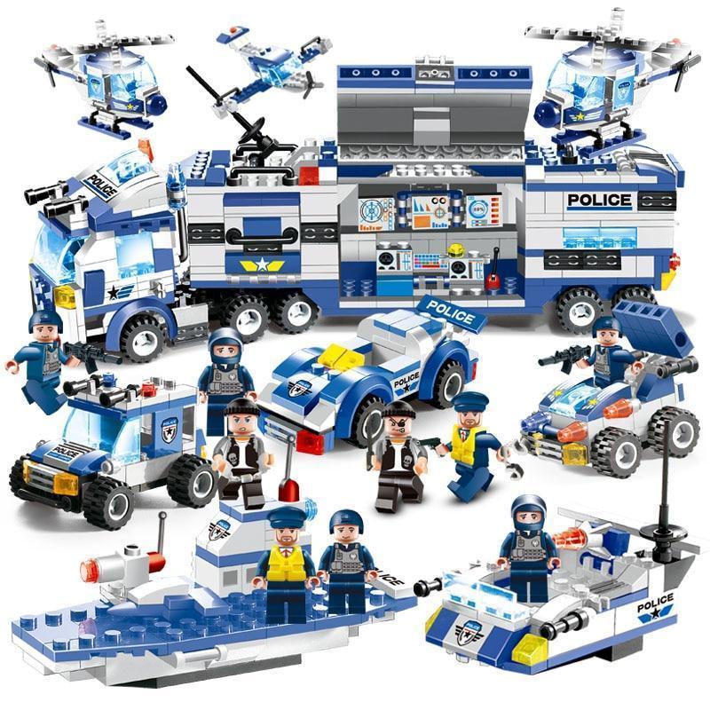 Lisslune | 8 IN 1 City Police Truck Station Building Block Series SWAT Toy Gift For Kids